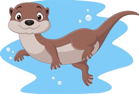 Cartoon funny otter floating on water 5162379 Vector Art at Vecteezy