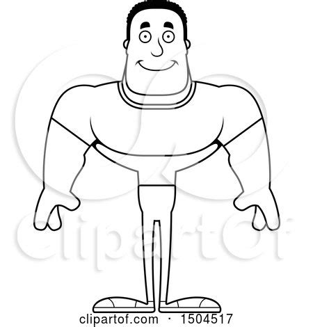Clipart of a Black and White Happy Buff African American Casual Man - Royalty Free Vector ...