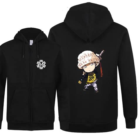 New Anime One Piece Trafalgar Law Mens Thicken Zipper Jacket Coat Hoodie Sweatsh Unisex Clothing ...