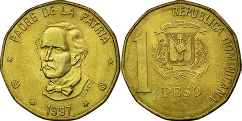 Coin, Dominican Republic, Peso, 1997, , Brass, KM:80.3 | North & Central American and Caribbean ...