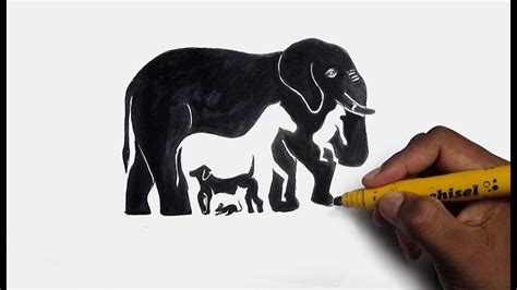 How to draw animals in Optical illusion/ Positive & Negative Space | Negative space art, Optical ...