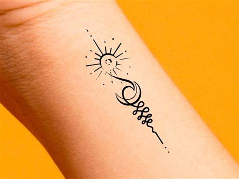 Sun Moon Wave Unalome Temporary Tattoo / Wave Tattoo / Beach - Etsy ...