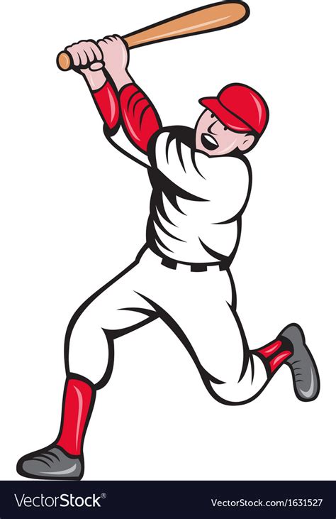 Baseball player batting cartoon style Royalty Free Vector