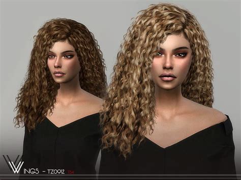 wingssims' WINGS-TZ0912 | Sims 4 curly hair, Sims hair, Curly hair styles