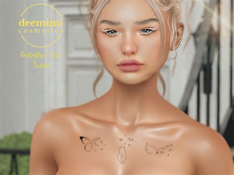 Second Life Marketplace - {deemimi} Butterfly & Cat BOM Tattoo *DOLLARBIE*