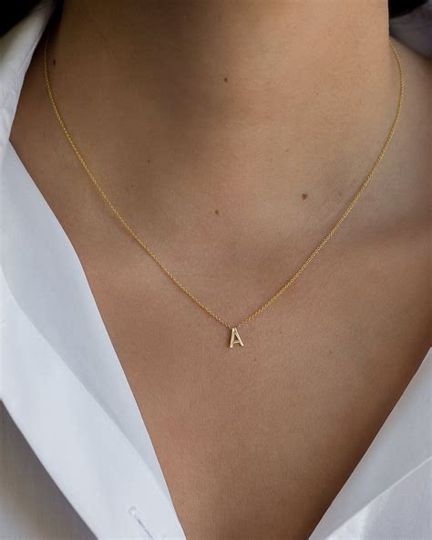 14k Gold Initial Necklace - Etsy | 14k gold initial necklace, Initial necklace gold, Necklace ...