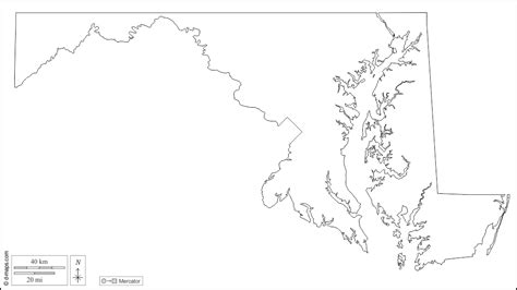 Maryland free map, free blank map, free outline map, free base map outline, white