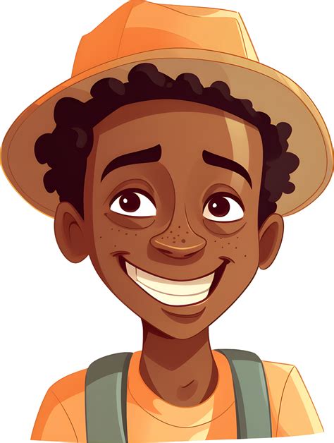 Smiling African kid boy avatar cartoon tourist character design, PNG file no background, AI ...