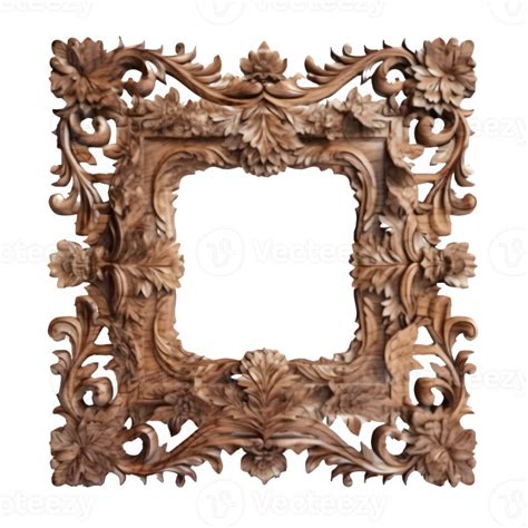 traditional carved wooden frame ,traditional cut out wooden frame ,generative ai 27126016 PNG