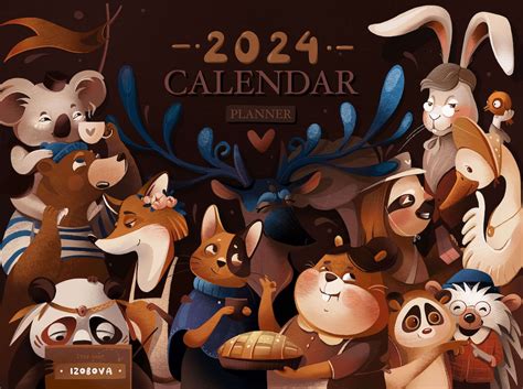 2024 Calendar Animals Woodland, A4 Illustrated Wall Calendar, Woodland ...