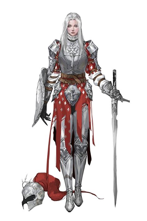 Female Fighter Knight in Plate Armor - Pathfinder PFRPG DND D&D 3.5 5th ed d20 fantasy ...