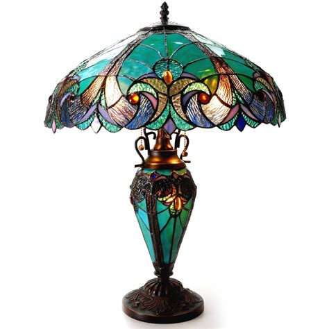 Chloe Lighting Liaison Tiffany-Style 3-Light Victorian Double Lit Table ...