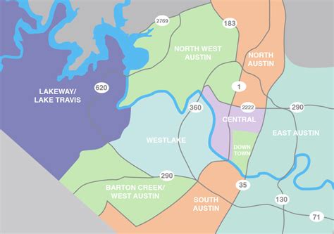 Austin Area Map - areas + neighborhoods