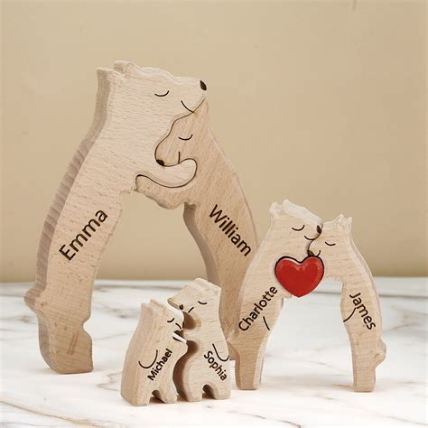 Wooden Bear Family Personalized Wooden Bears Family Puzzle up to 10 ...