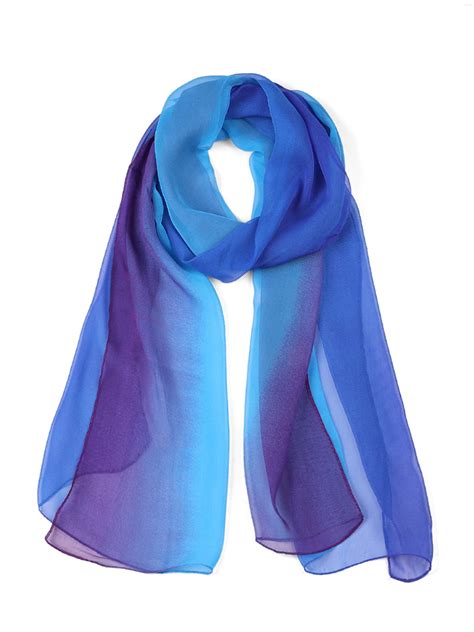 Unique Bargains - Long Chiffon Scarf Gradient Color Scarf For Women Royal Blue - Walmart.com ...