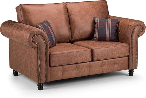 Honeypot - Sofa - Oakland - Faux Leather - 2 Seater - Tan Suede - Cushions Included: Amazon.co ...