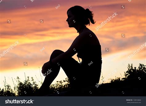 Silhouette Girl Sitting Sunset Stock Photo 133016846 | Shutterstock