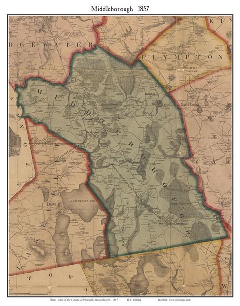 Middleborough, Massachusetts 1857 Old Town Map Custom Print - Plymouth Co. - OLD MAPS