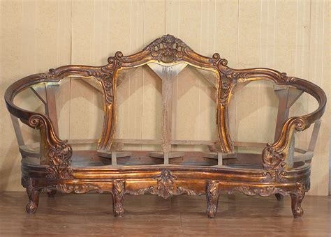 Luxury Antique Dark Cooper Wood Trim VICTORIAN Sofa EUROPEAN FURNITURE ...