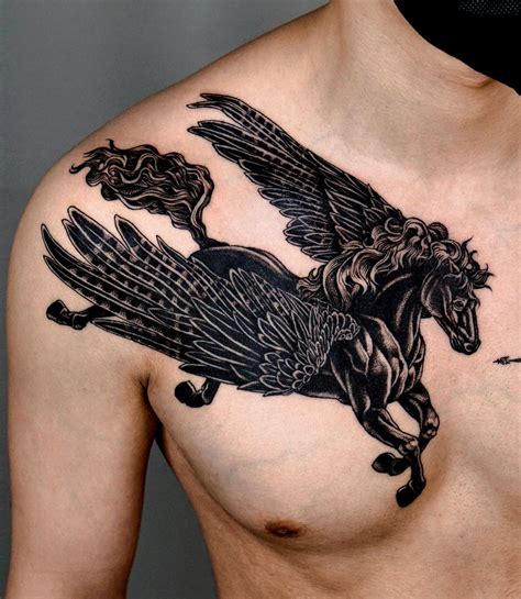 Pegasus Chest Tattoo