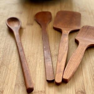 Wooden Kitchen Utensils Set Large Flipper, Small Flipper, Cooking Spoon, Spatula - Etsy