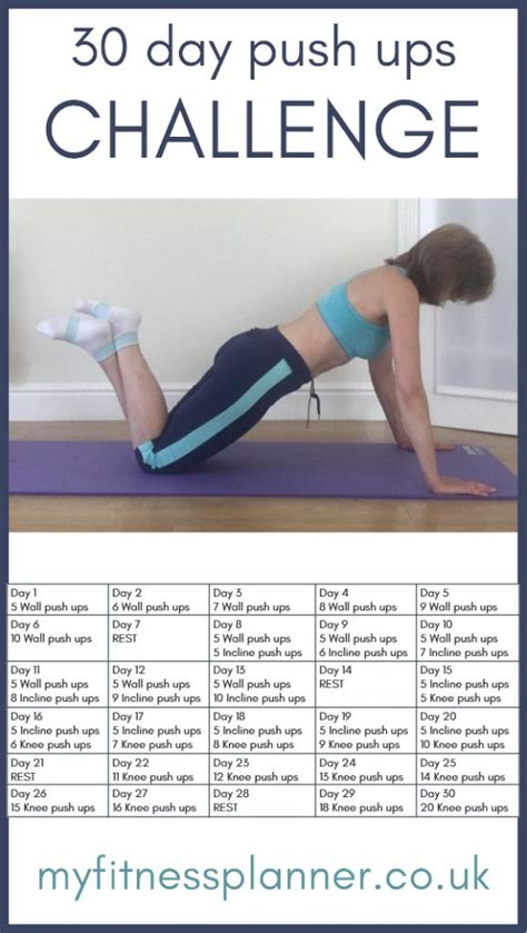 Chest exercises for women | 30 day challenge for beginners | Push up challenge, Printable ...