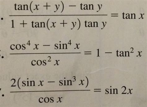 Solved tan(x + y) - tan y/1 + tan(x + y) tan y = tan x | Chegg.com