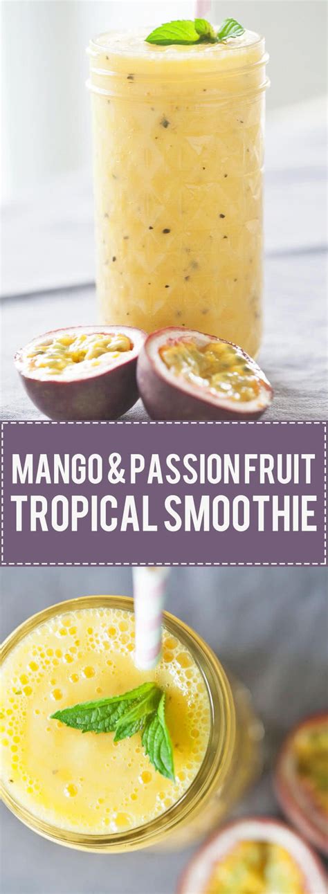 Mango & Passion Fruit Tropical Smoothie | Resep | Resep, Vegan, Es krim