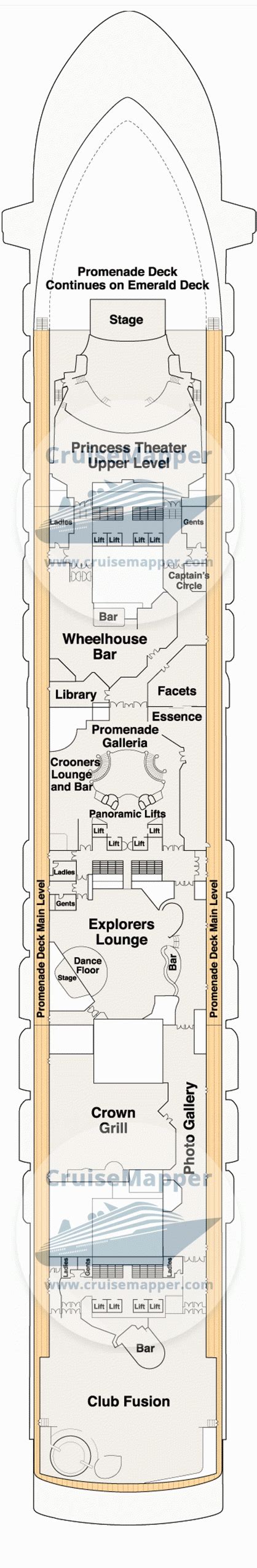Crown Princess deck 7 plan | CruiseMapper