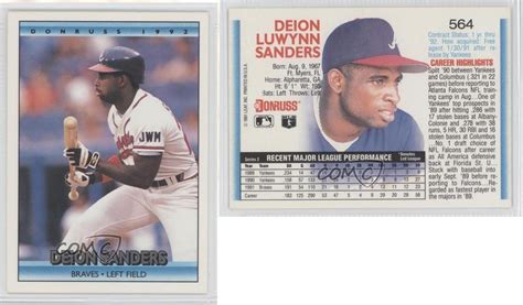 1992 Donruss #564 Deion Sanders Atlanta Braves Baseball Card | eBay