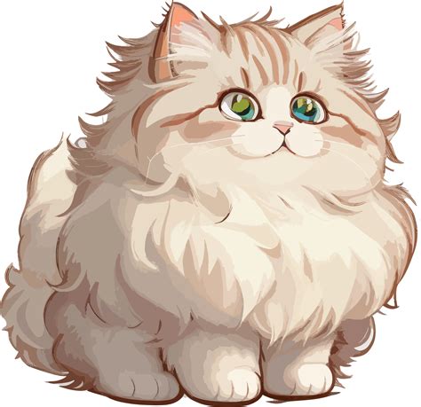 Cute Fluffy Ragamuffin Cat Cartoon AI Generative 26792816 PNG