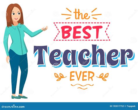 Best Teacher Ever Woman Tutor Showing on Banner Stock Vector - Illustration of drawing, adult ...