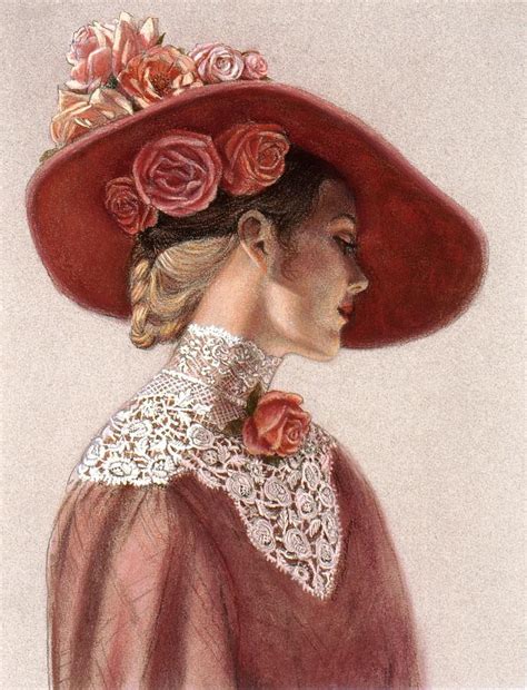 Painting Art & Collectibles Watercolor Victorian Lady with a fancy hat ...