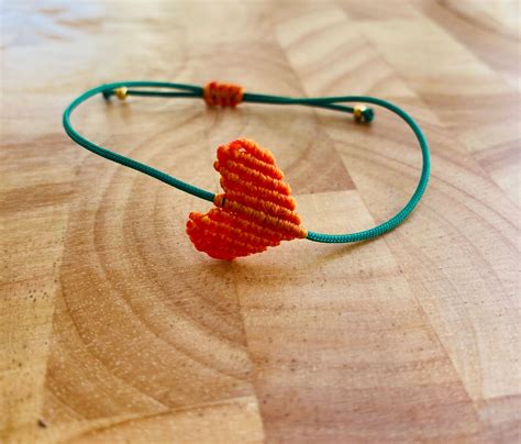 Handmade macrame heart bracelet | Etsy