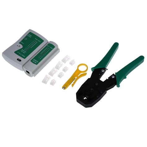 Portable Ethernet Network Cable Tester Tools Kits RJ45 Crimping Crimper ...