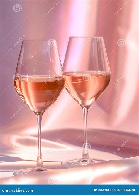 Generative AI Two Glasses of Rose Wine Business Concept. Stock Image - Image of daytime ...
