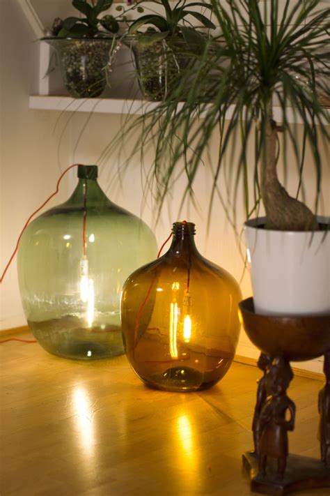 Old Demijohn bottles used as lamps. Soft light for home. Demijohn Ideas ...