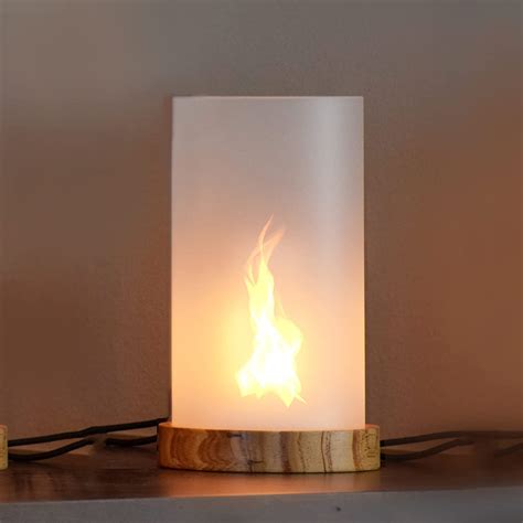 LED Flame Effect Lamp, Torch Table Lamp, LED Fire Candle with Wooden ...