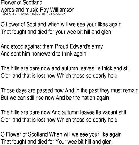 Irish Music, Song and Ballad Lyrics for: Flower Of Scotland