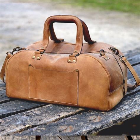 Leather Weekender Bag Men Leather Duffel Bag With Laptop - Etsy