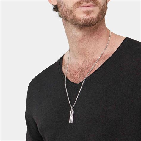 John Hardy Mens Necklace Classic Chain Motif Pendant with Black Stones