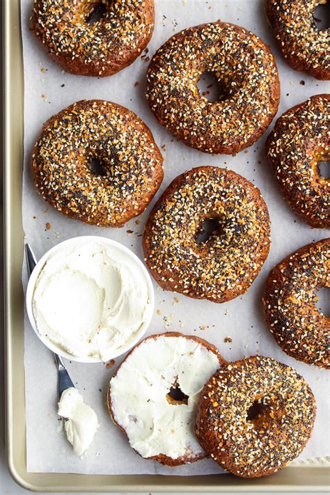 Whole Wheat Everything Bagels with Peppered Cream Cheese - The Sweet and Simple Kitchen