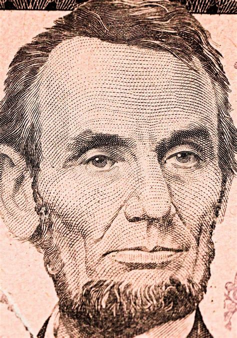 Macro Closeup Abraham Lincoln On Five Dollar Bill Stock Image - Image ...