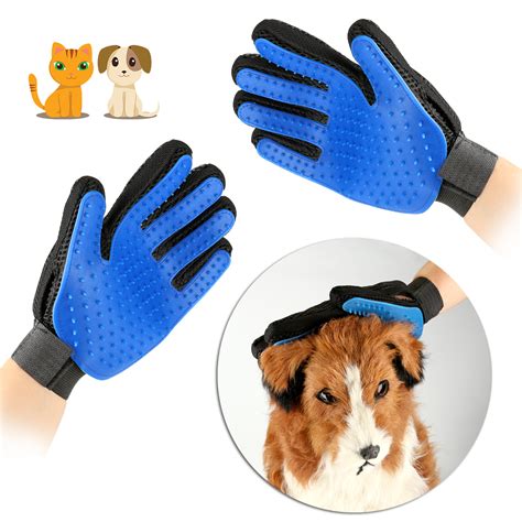 AGPtek Pet Grooming Gloves Dog Cat Hair Remover Mitt Massage Deshedding ...