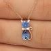Blue Tanzanite Stone Cat Rose Gold Plated 925 Sterling Silver Necklace Minimalist Animal Silver ...