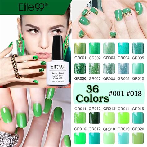 Elite99 10ml Soak Off Nail Gelpolish Long Lasting Green Series Nail Art Gel Gorgeous Color ...