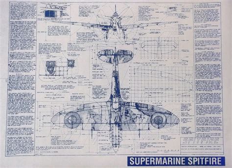 The beautiful Supermarine Spitfire blueprints you see here are made using the old fashioned ...