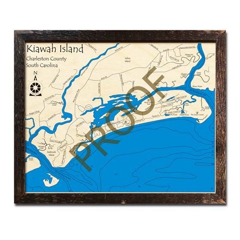 Kiawah Island, SC Nautical Wood Maps