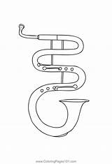 Tuba Coloring Pages Instruments Printable Musical Drawing Instrument  sketch template