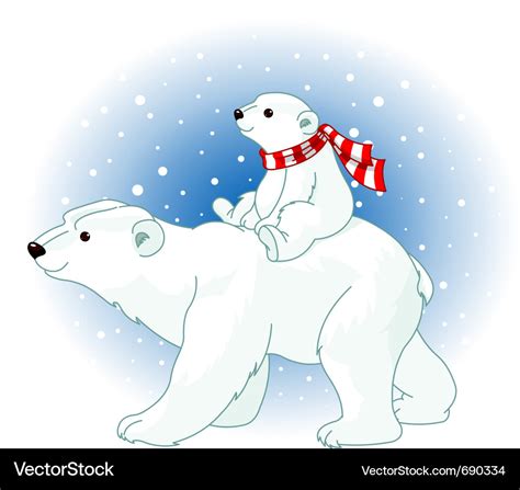 Polar bear mom and baby Royalty Free Vector Image